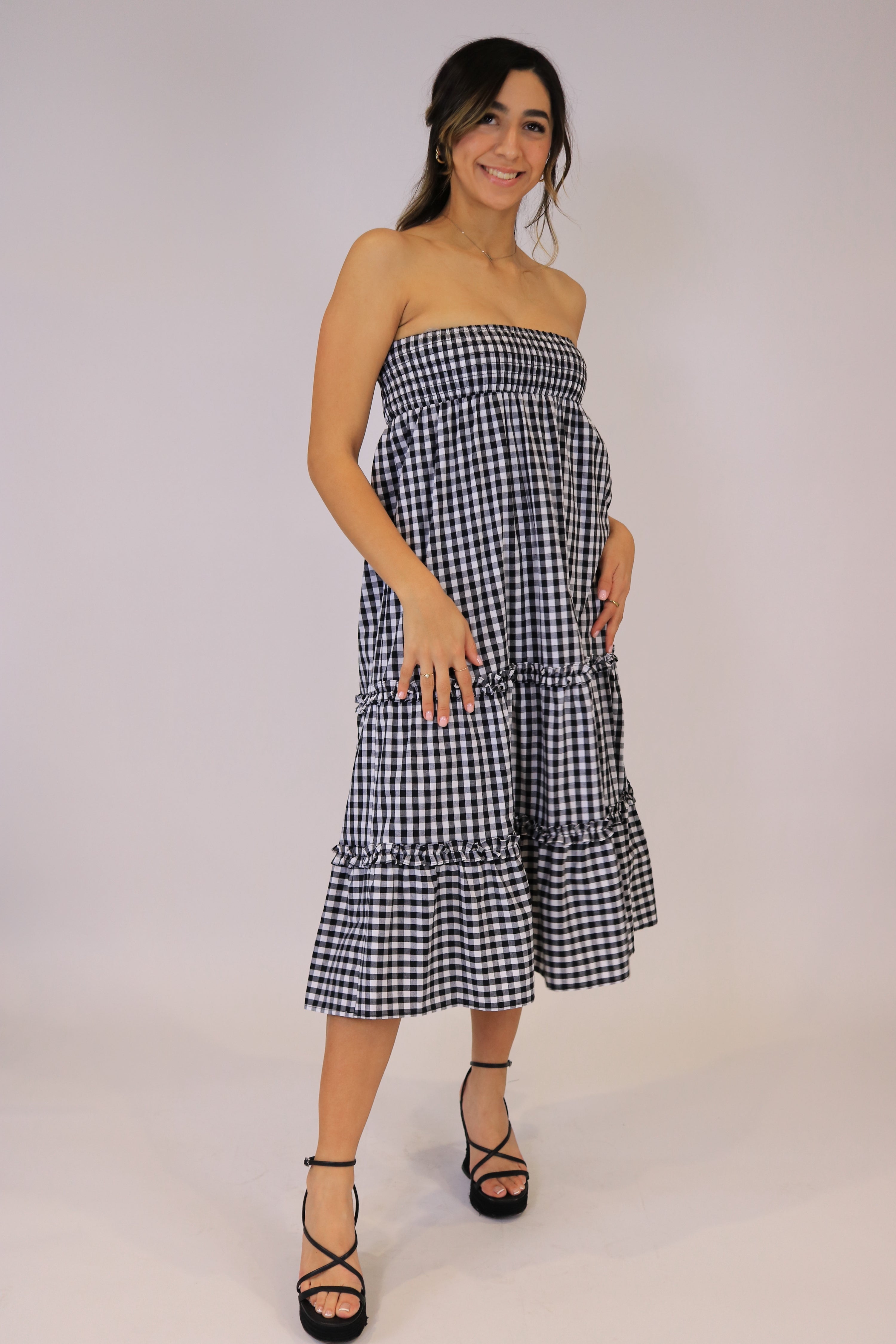 Black Gingham Maxi Skirt and Convertible Dress | Skylar & Skyler