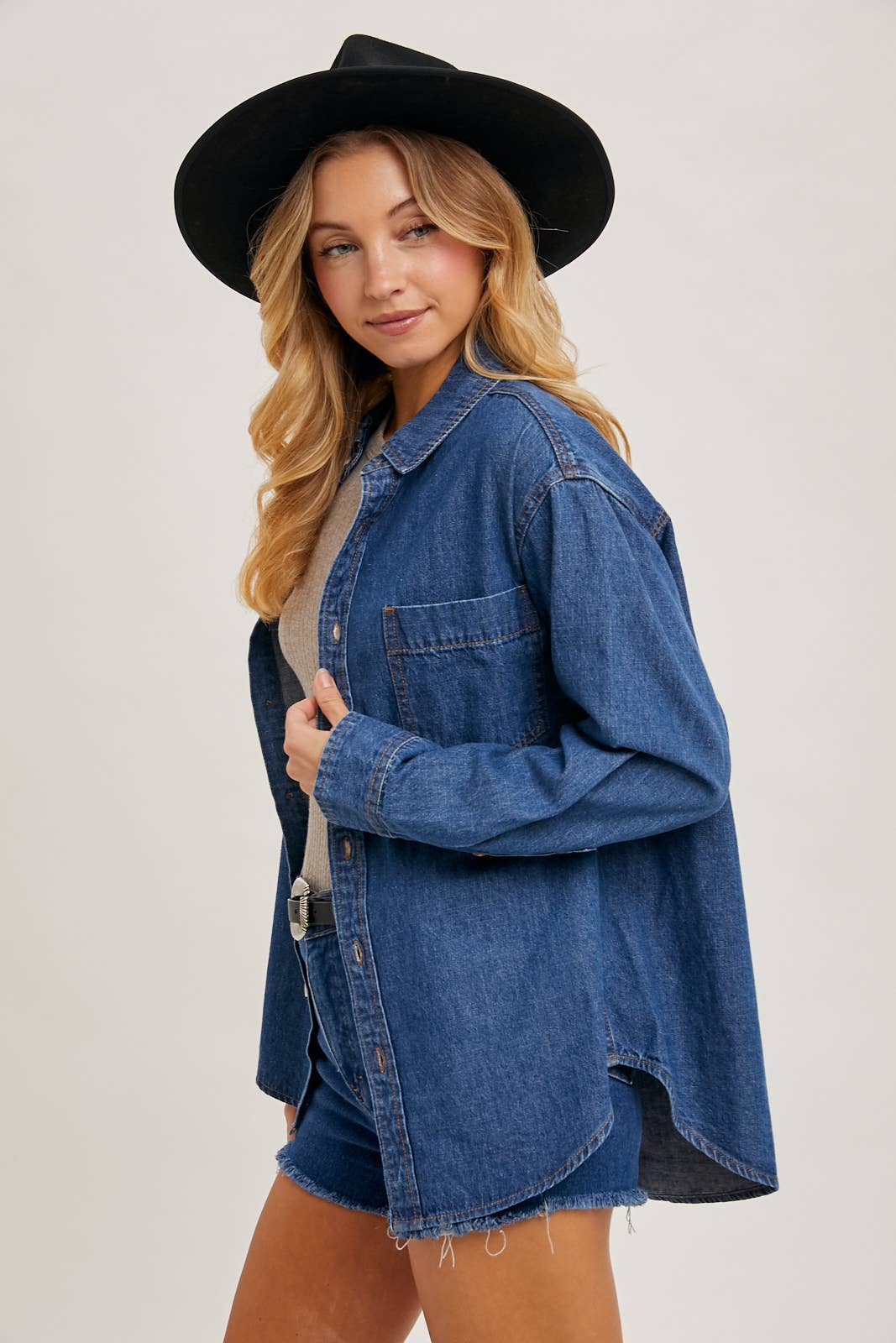 Denim button down shirts