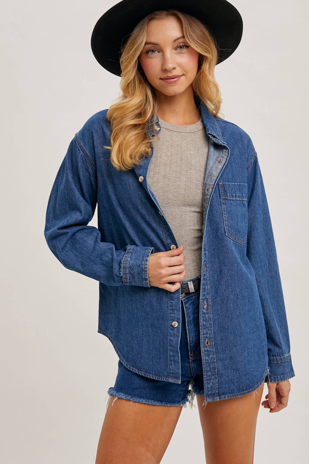 Denim button down shirts