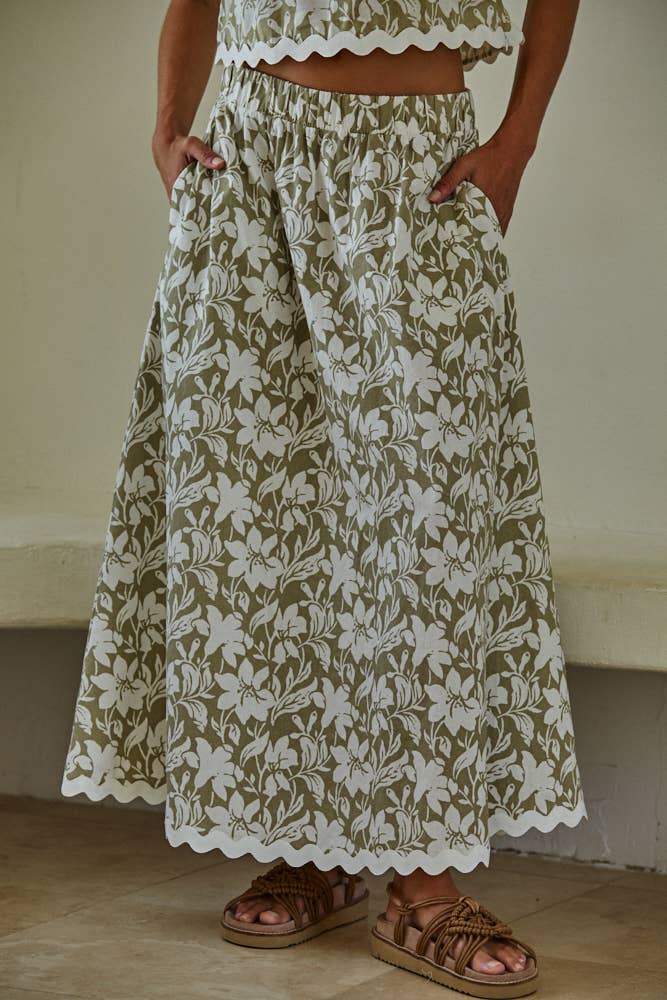 Tara Floral Print Flare Maxi Skirt