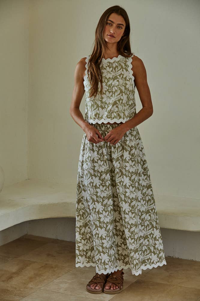 Tara Floral Print Flare Maxi Skirt