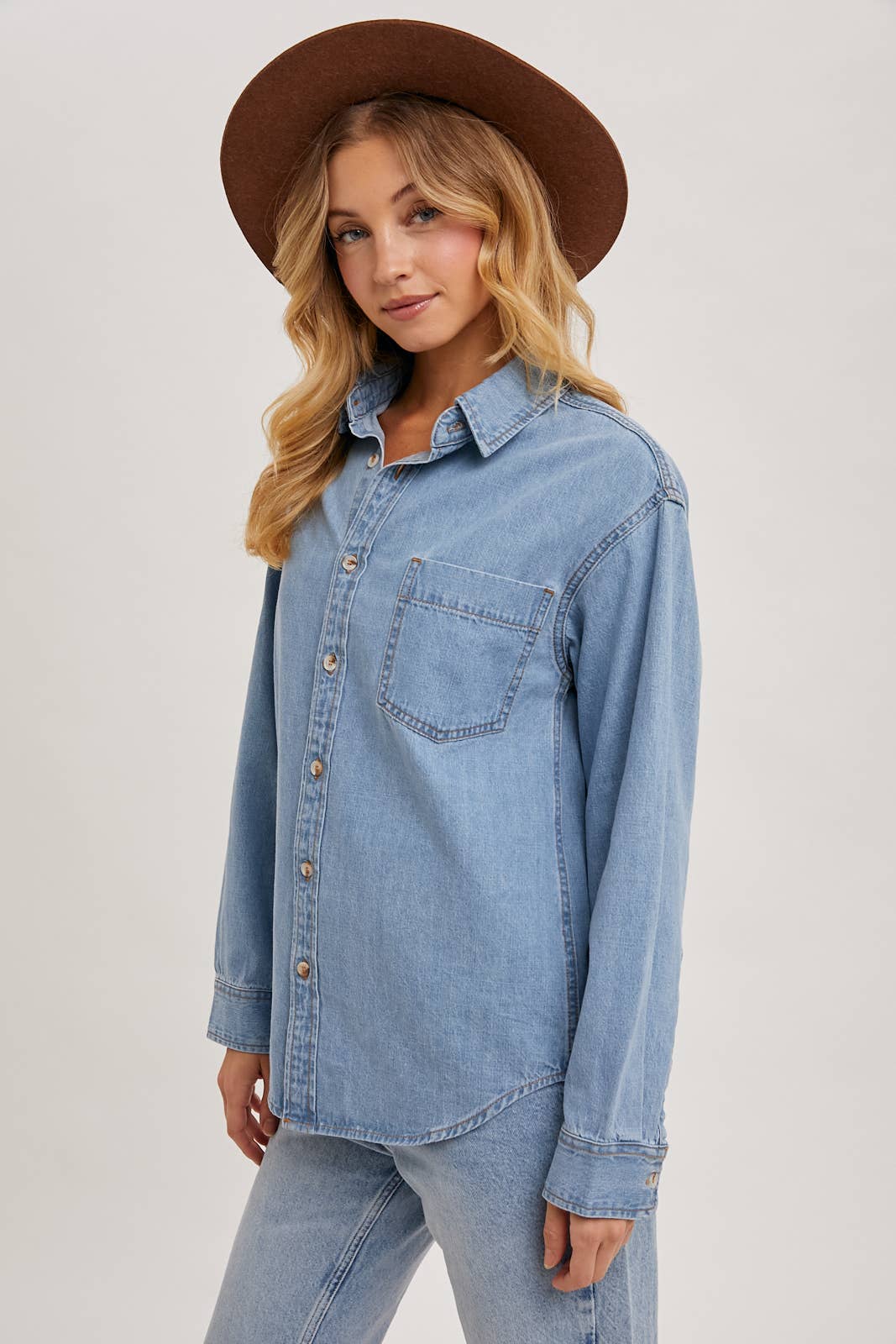 Denim button down shirts