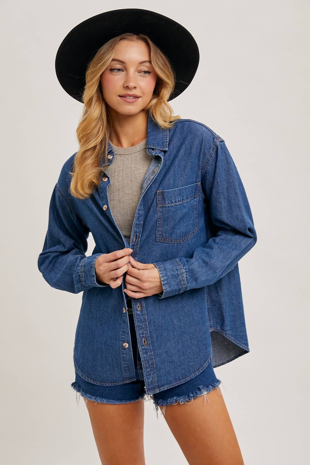 Denim button down shirts