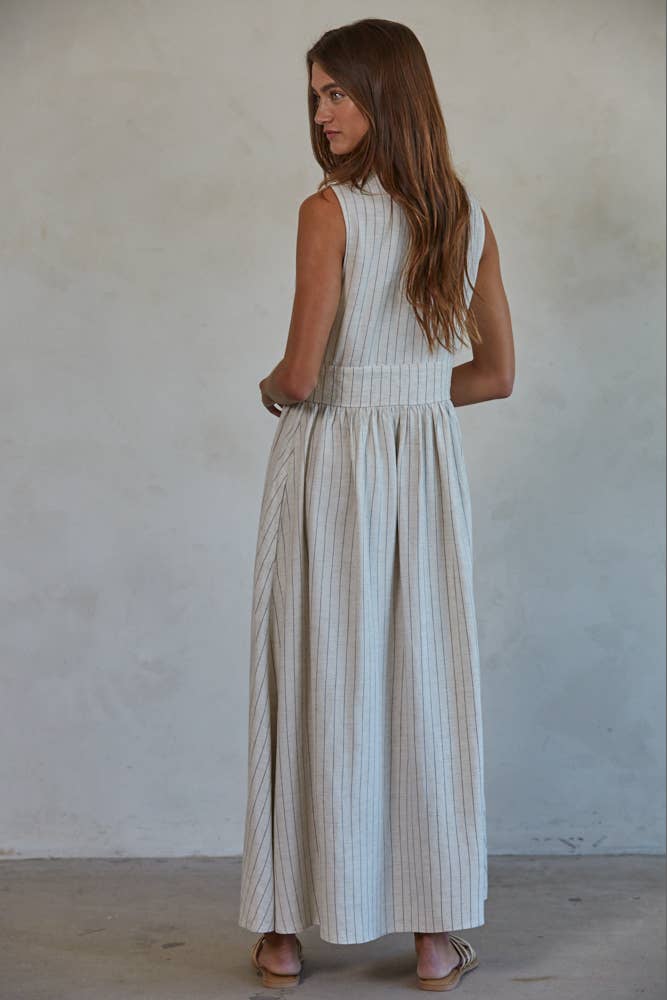 Lina Linen Striped Maxi Dress