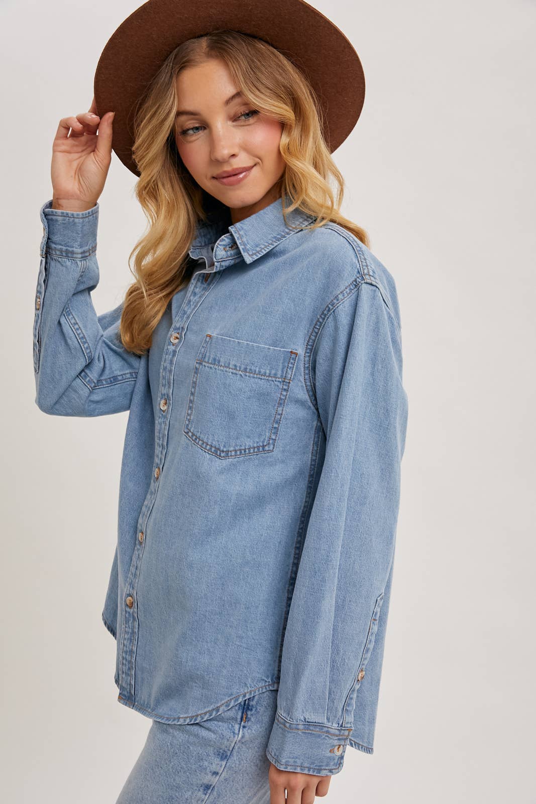 Denim button down shirts