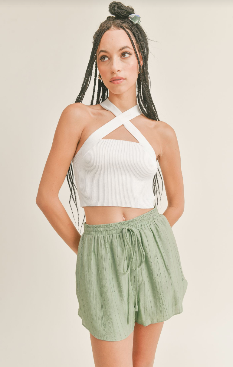 Miss Independent Crossed Halter Top