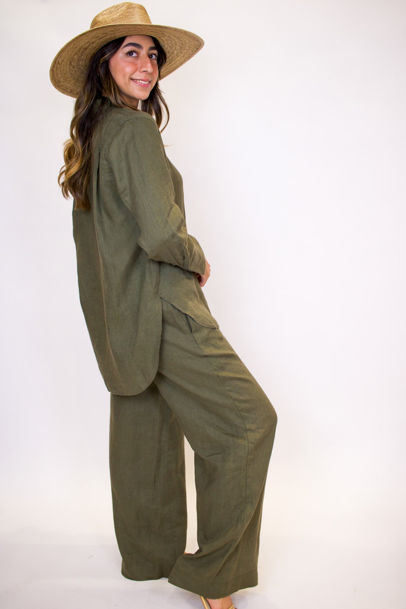 Smocked Wide-Leg Pant