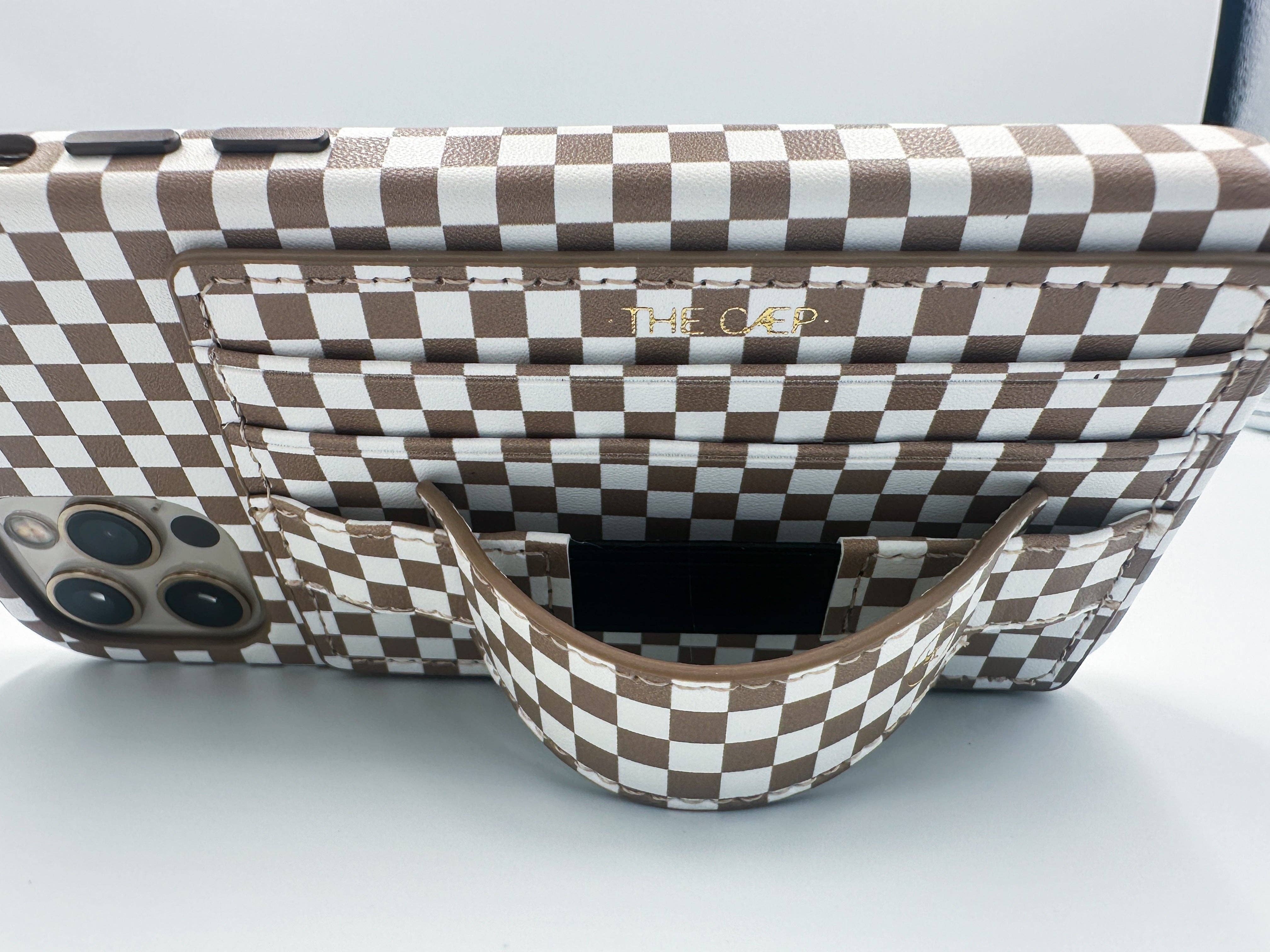 Tan Checkered Hoop Phone Wallet