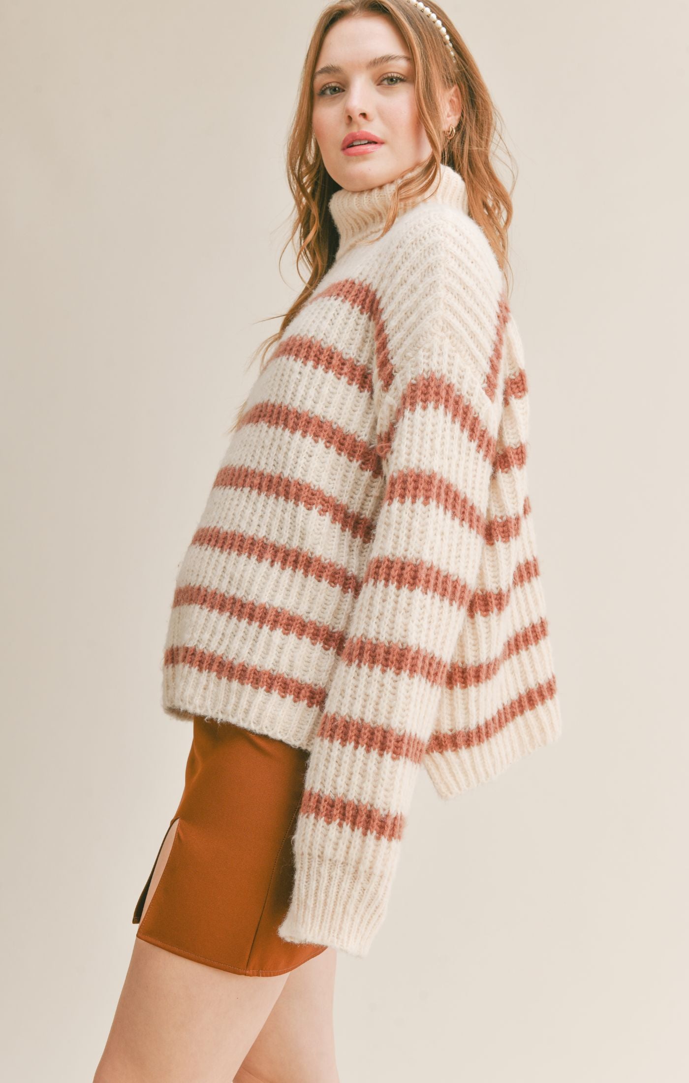 Aki Turtle Neck Striped Sweater