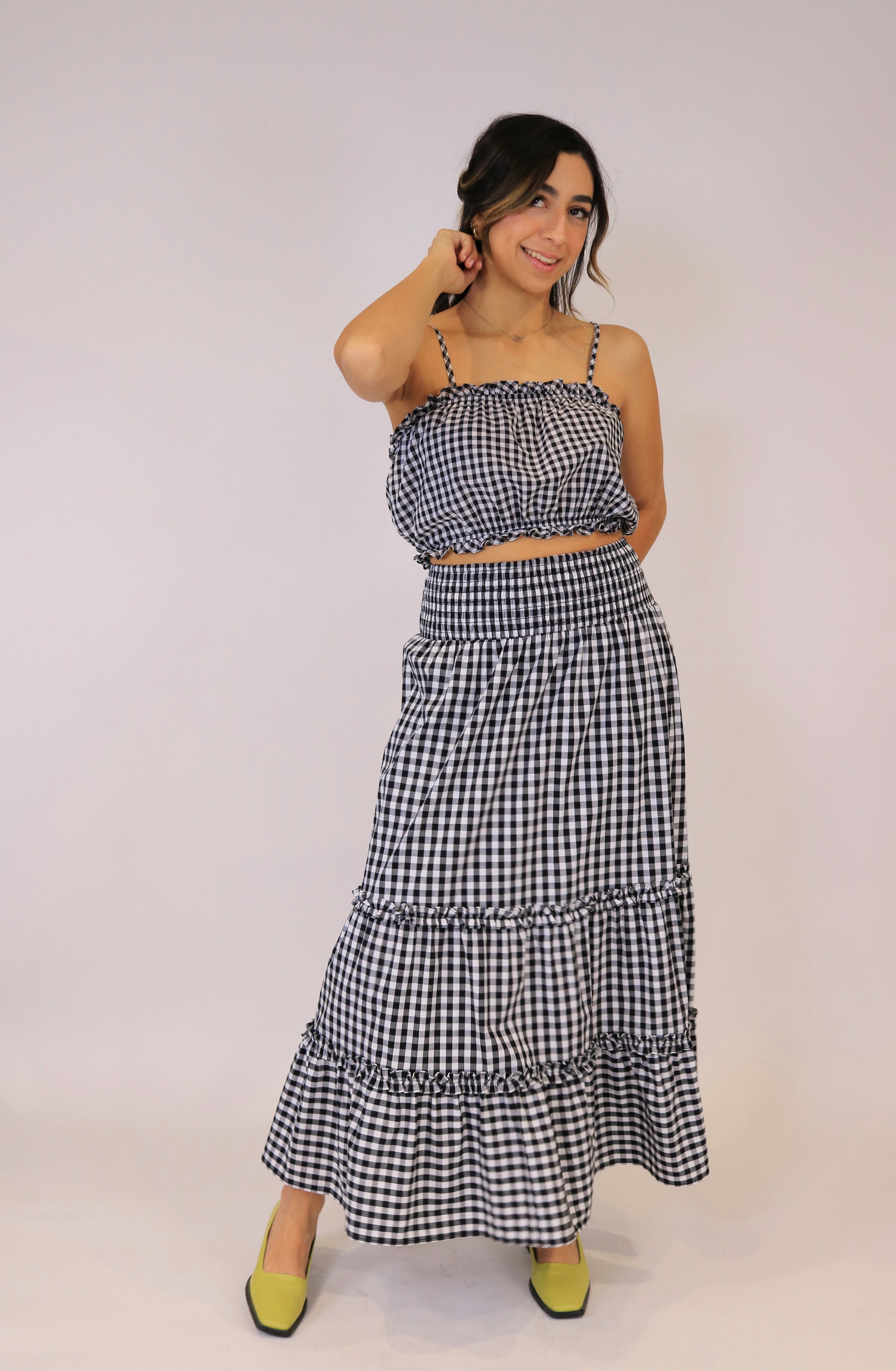 Black Gingham Bandeau Top