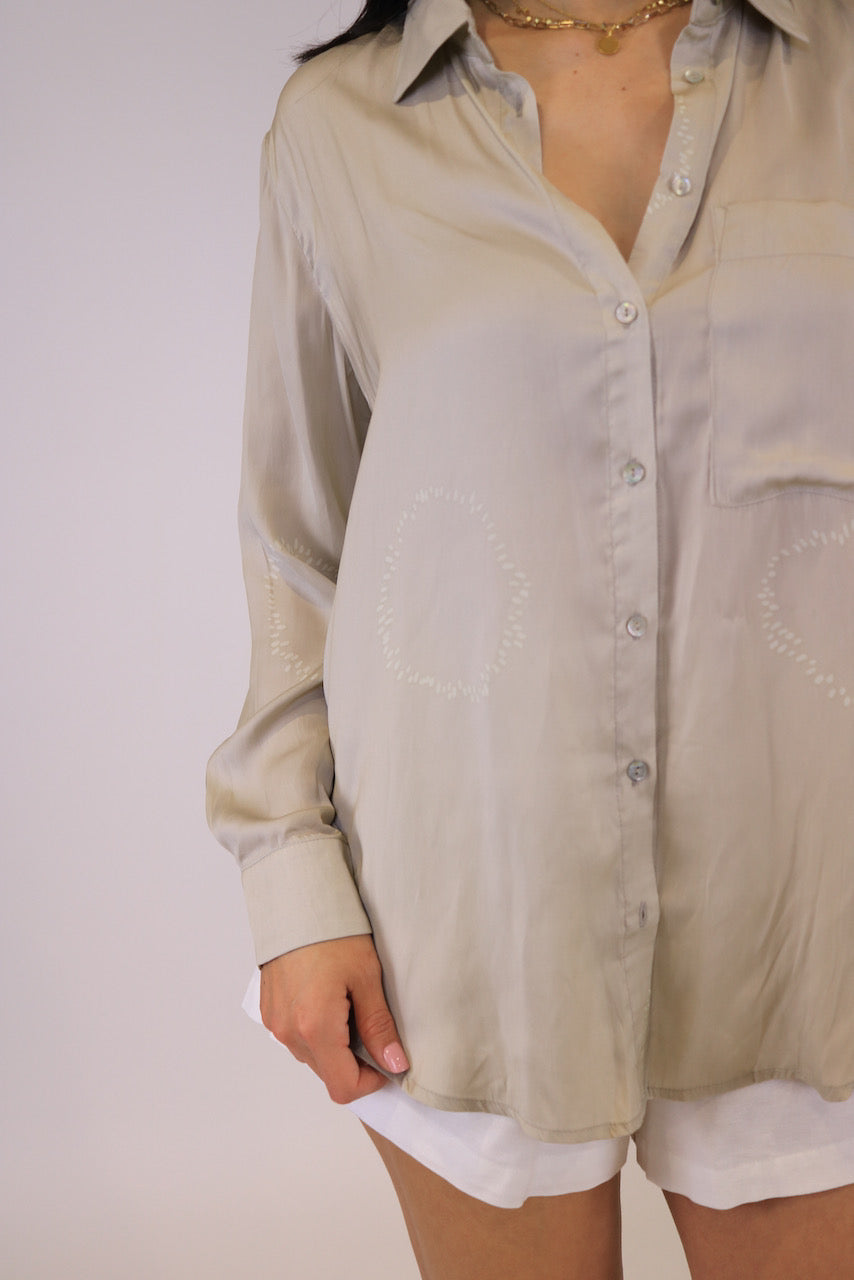 Dotted Circle Printed Satin Shirt