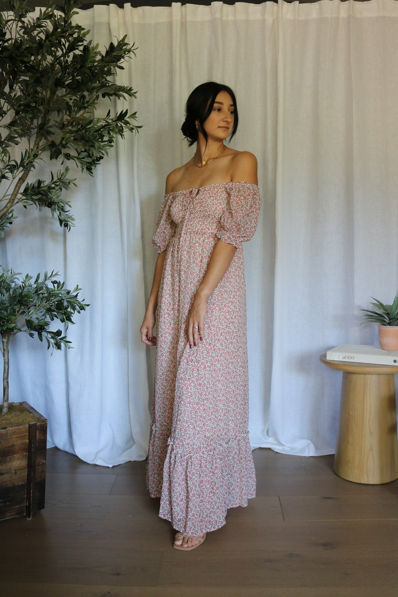 Ivory floral maxi dress hotsell